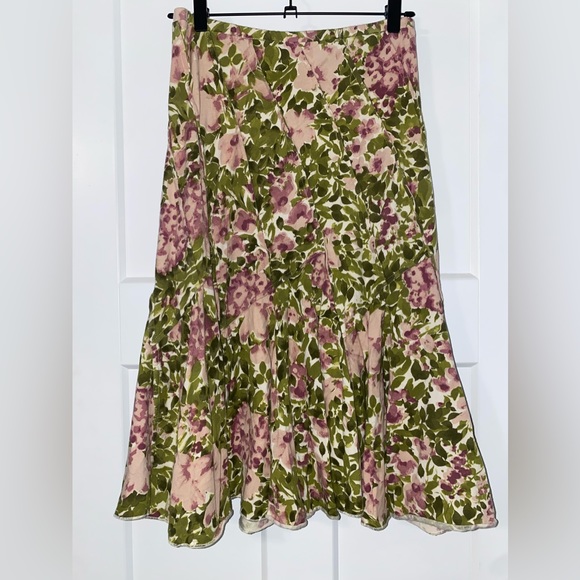 April Cornell pink and green Monet midi skirt - Picture 4 of 5